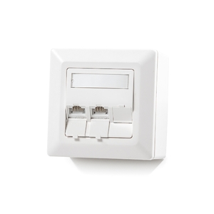 Keline, zásuvka Modulo 50  3xRJ45 Cat.6 UTP WH 80x80mm na omítku bílá šikmá s dvířky 601160-AP-3-C6U-WH