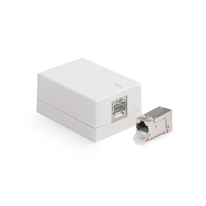 Keline, zásuvka Kompakt Box  1xRJ45 Cat.6A ISO HD STP na omítku bílá KE-SMB01-C6A-S-HD