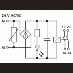 Metz, KRA-M6/1-1, 2 normally open contacts, 24 V AC/DC