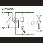 Metz, KRA-M6/1-2, 1 normally open contact, 1 normally closed contact, 24 V AC/DC