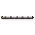 Keline, 10G patch panel MODULO 24xRJ45 HD Cat.6<sub>A</sub> ISO STP 1U černý - beznástrojový