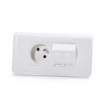 Keline, zásuvka Modulo 45  1xRJ45 cat.6A ISO HD STP 45x45mm bílá šikmá oblá s dvířky 601122-1-C6A-S-HD