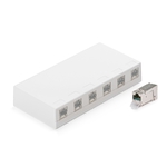 Keline, zásuvka Kompakt Box  6xRJ45 Cat.6A ISO STP na omítku bílá KE-SMB06-C6A-S-10G