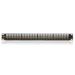 Keline, 10G patch panel MODULO 24xRJ45 Cat.6<sub>A</sub> ISO STP 1U černý - beznástrojový
