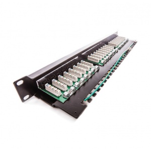 Keline, patch panel KOMPAKT 24xRJ45 Cat.5E UTP 1U černý