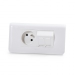 Keline, zásuvka Modulo 45  2xRJ45 cat.6A ISO HD STP 45x45mm bílá šikmá oblá s dvířky 601122-2-C6A-S-HD